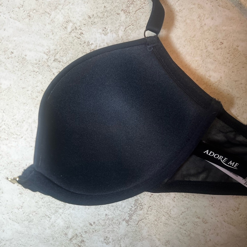 Adore Me Push Up Bra w/ Lace Racerback Gold Front Closure Size 34D EUC Light Pad - Picture 5 of 9